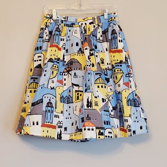 Modcloth Dresses & Skirts - Modcloth Greek Buildings With Cats Skirt Size M